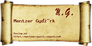 Mentzer Györk névjegykártya